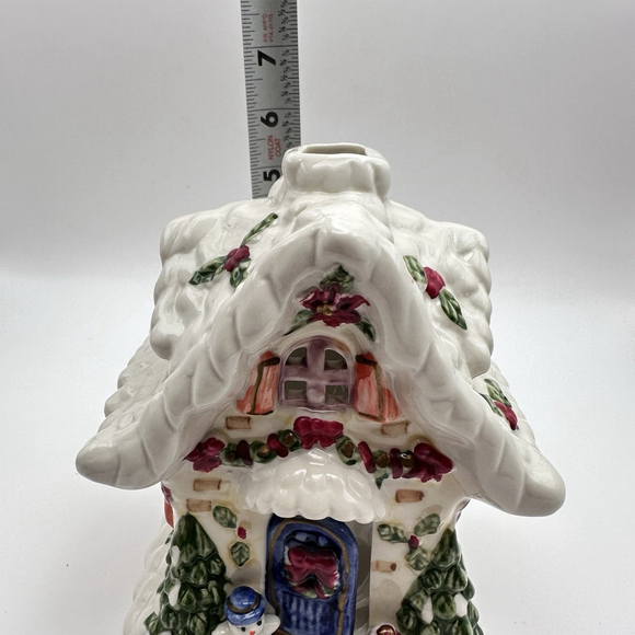 Porcelain Cottage Tea light Holder- Treasured Times Holiday Collection - Picture 5 of 7